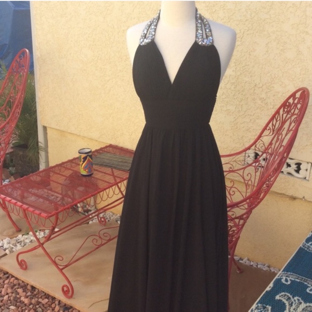Black tie evening gown sexy sparkly prom reception